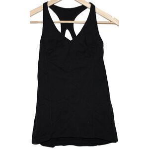 Womens Lululemon Athletica Black Strappy Racerback Sport Workout Tank Top Size 4